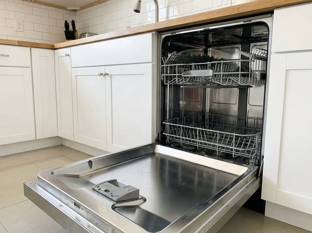 Dishwasher open and empty